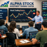 Students learning stock trading basics at Alpha Stock Investment Training Center
